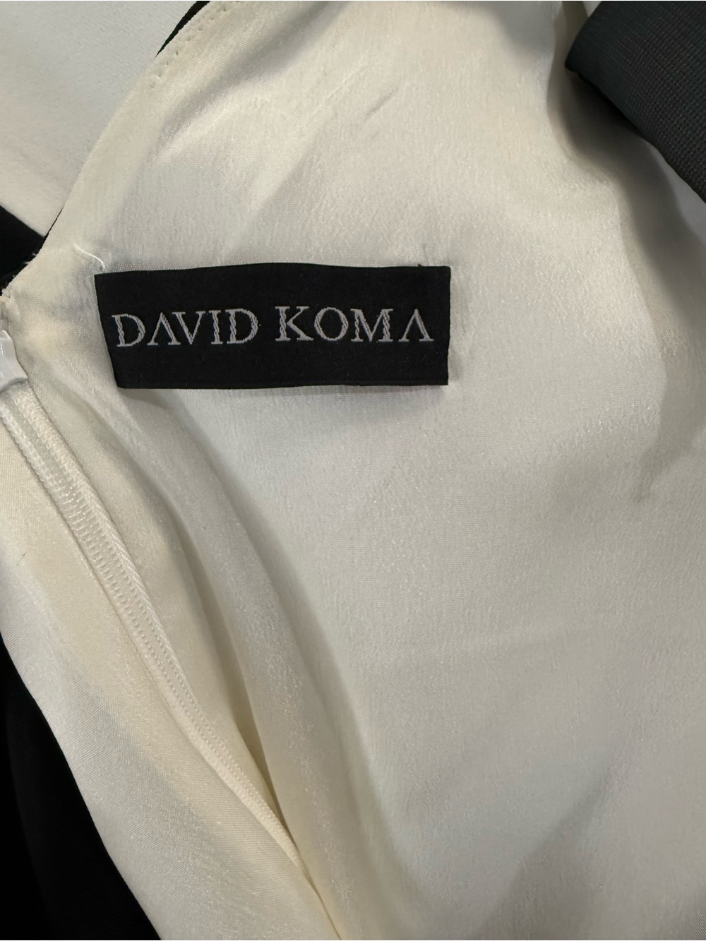 David Koma Black & White Asymmetrical Ruffle Dress - Picture 4 of 9